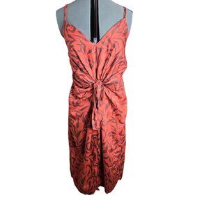 Eloquii Burnt Orange Zebra Stripe Sleeveless Tie Front Dress Size 16